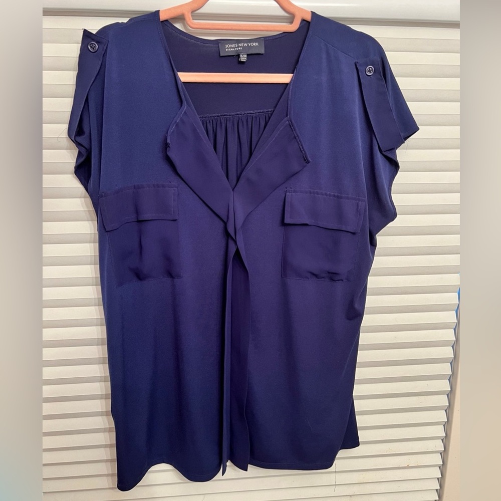 Jones, New York, navy blue blouse, size XL